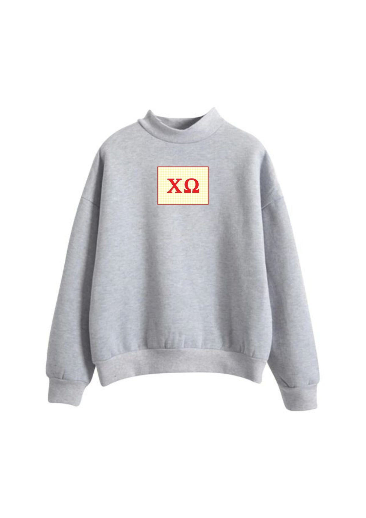 Chi Omega Mock Neck Sweatshirt with Patch