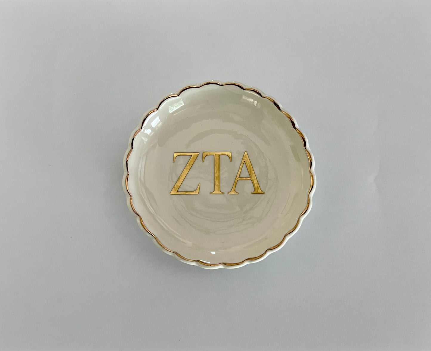 Personalized Sorority Scalloped Ring Dish