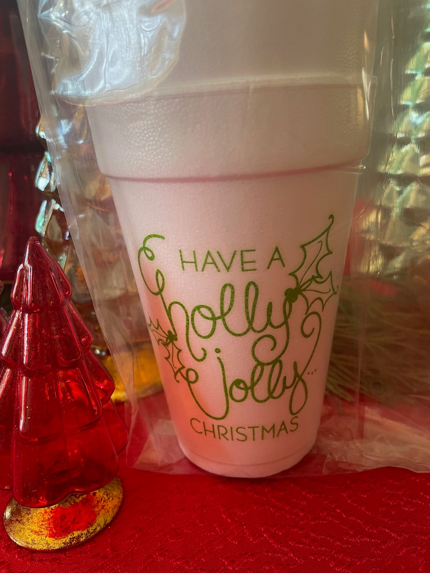 Christmas stryofoam cups
