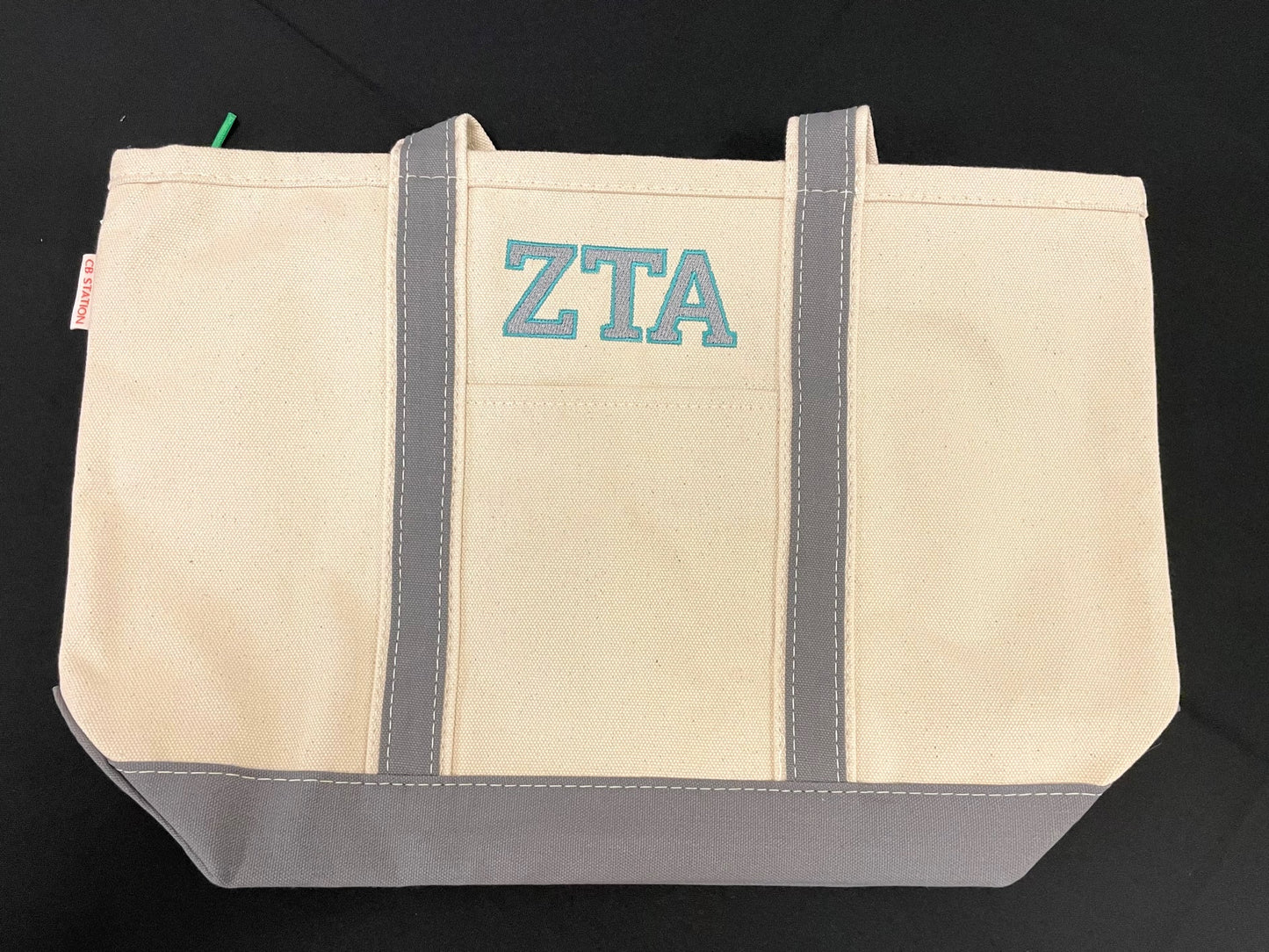 Canvas Sorority Tote Bag with Embroidery