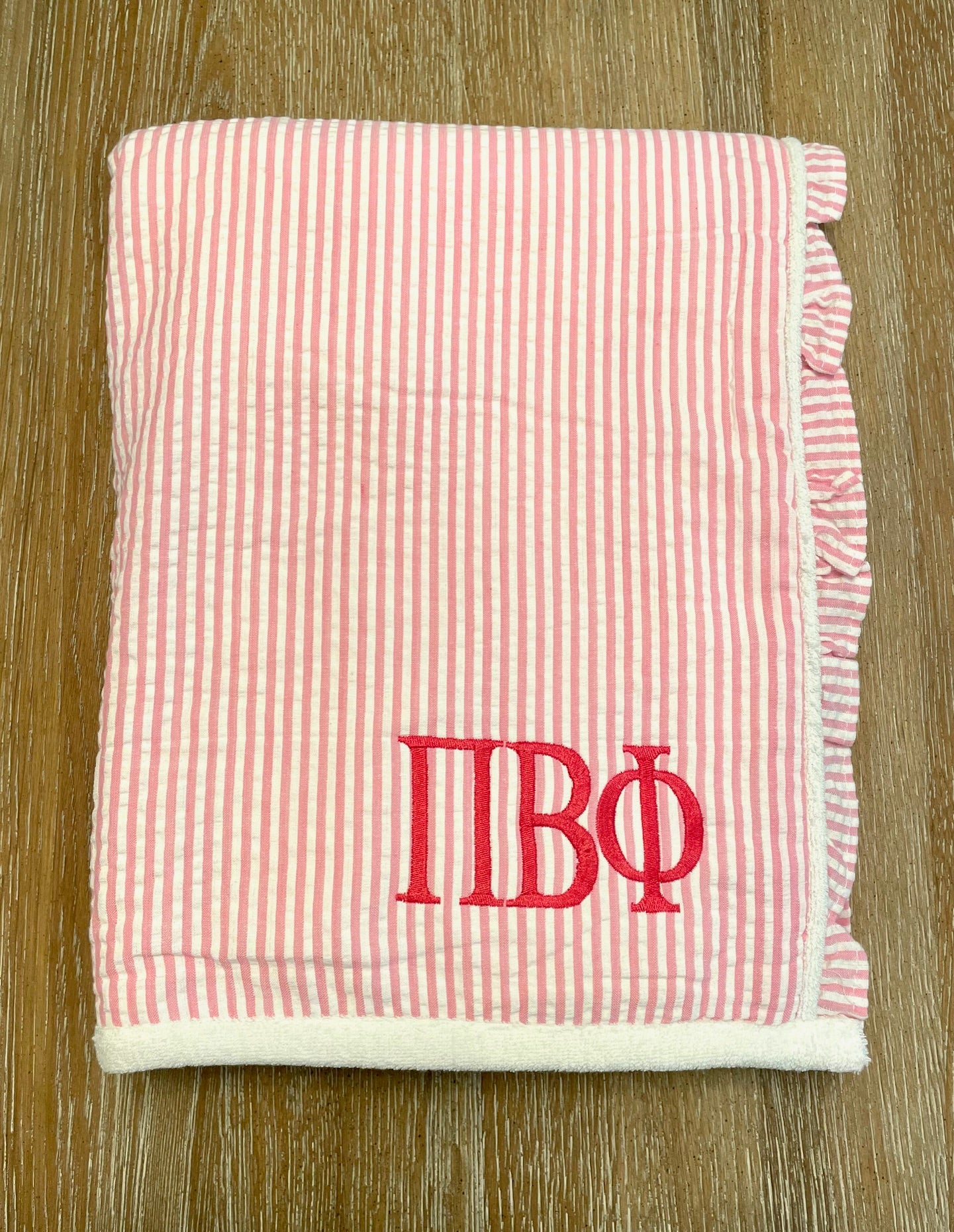 Towel Wrap Seersucker with Sorority Monogram