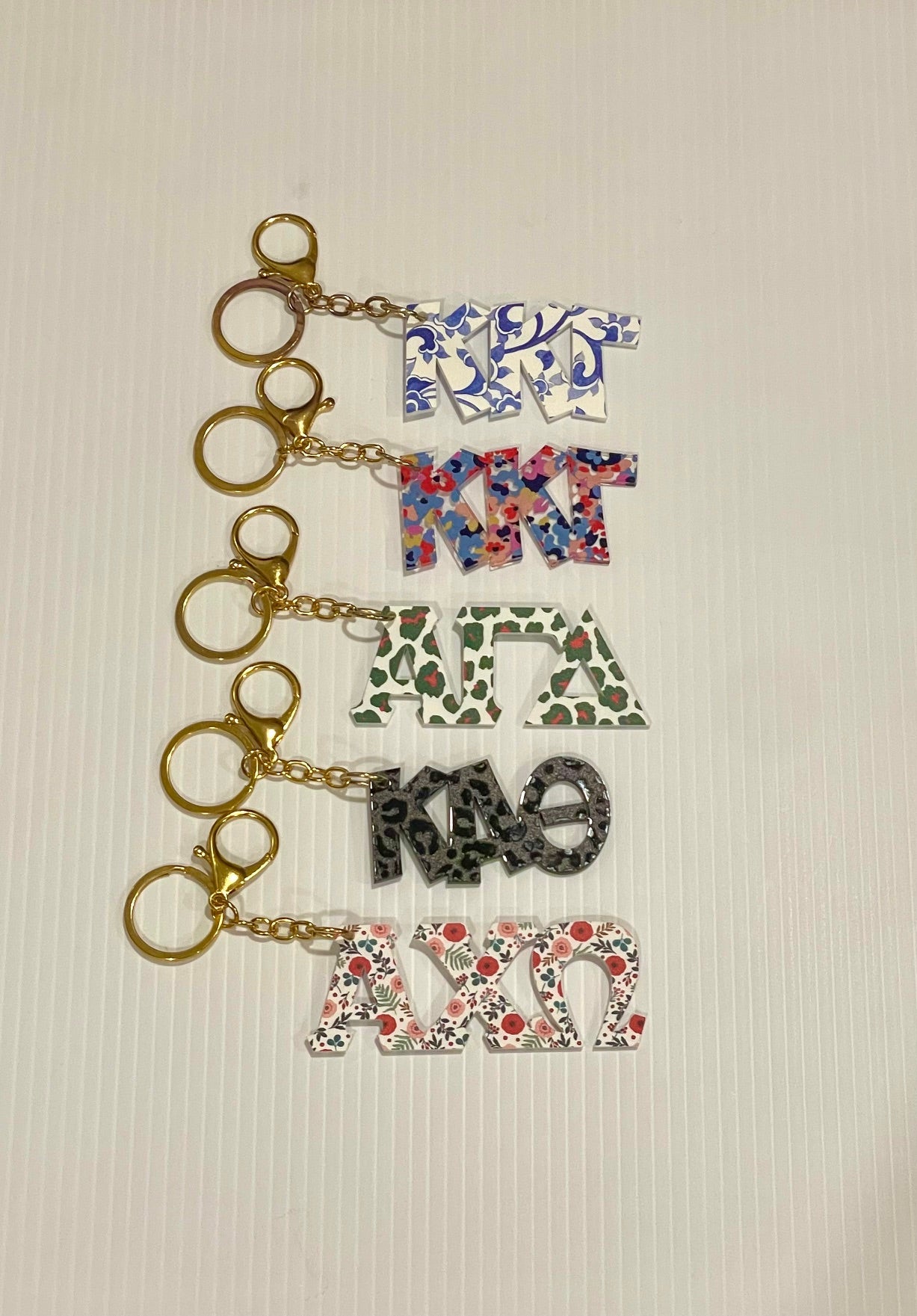 Acrylic Keychain in Greek Letters with Clasp