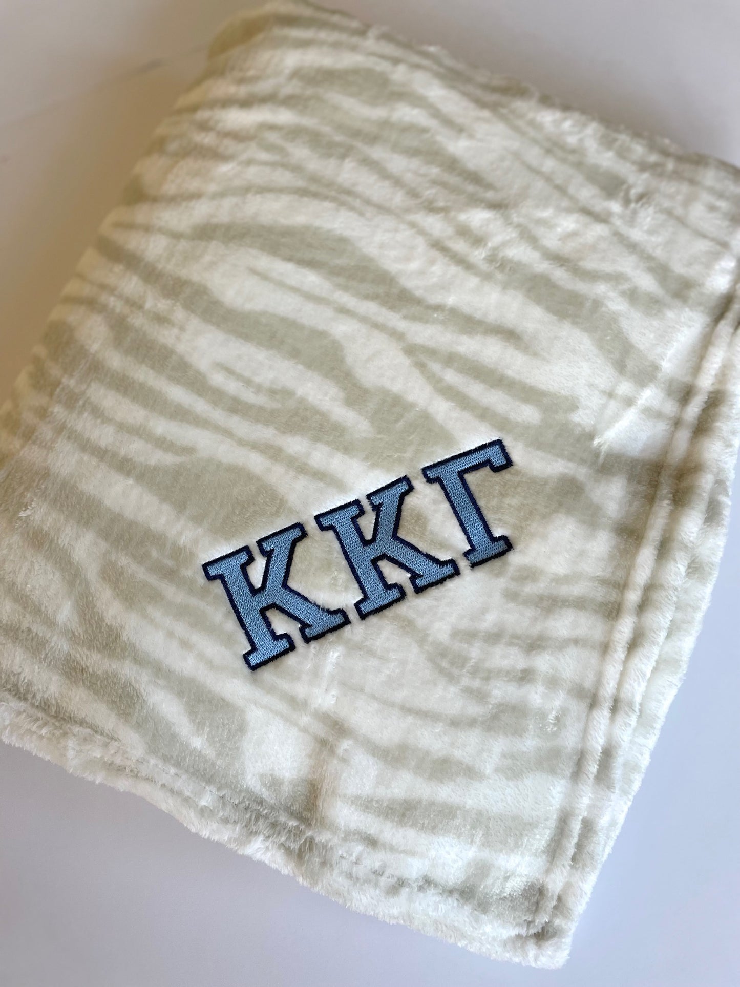 Sorority Monogrammed Zebra Print Blanket