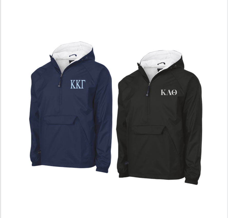 Monogrammed Charles River Pack N Go Rain Jacket with Greek Letters