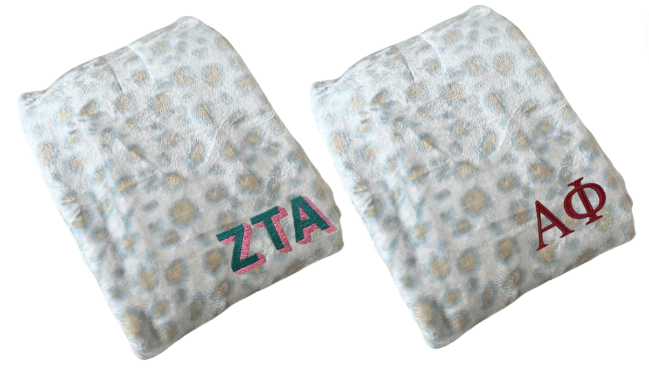Sorority Monogrammed Cheetah Print Blanket