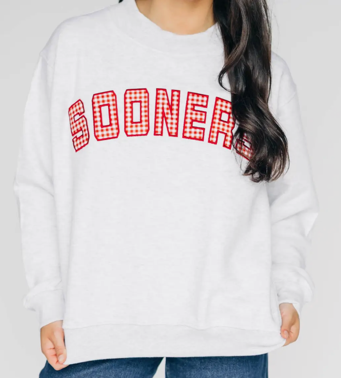 Gingham Sooner Mockneck