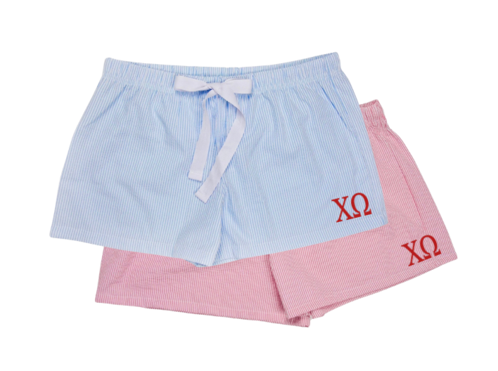 Chi Omega Seersucker PJ Shorts