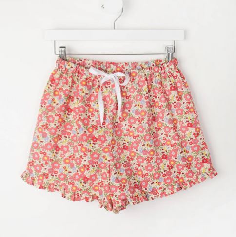 Pink Floral PJ Shorts with Embroidery