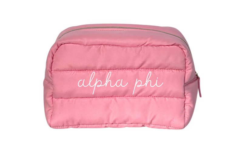 Monogrammed Puffer Style Sorority Makeup Bag