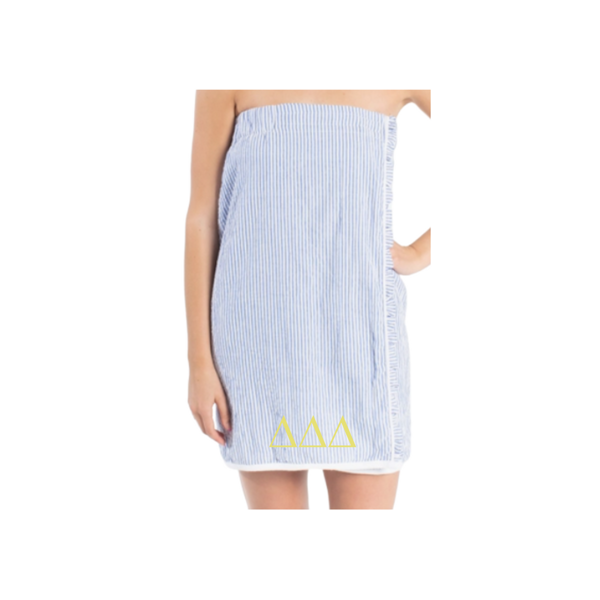 Tri Delta Towel Wrap Blue Seersucker