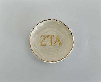 Personalized Sorority Scalloped Ring Dish