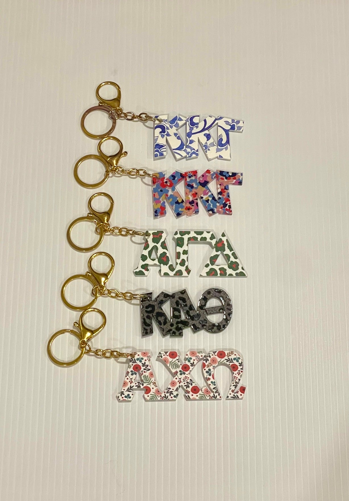 Acrylic  Keychain in Greek Letters with Clasp