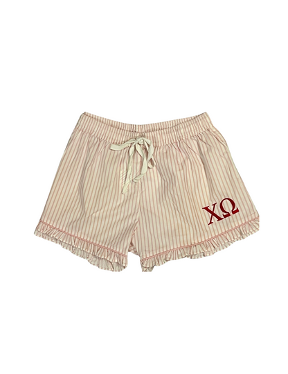 Monogrammed Sorority Pink & White PJ Shorts