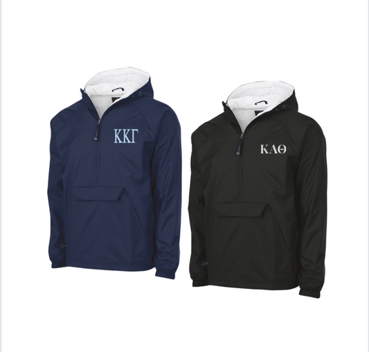 Monogrammed Charles River Classic Rain Jacket with Greek Letters