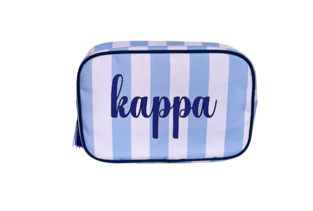 Monogrammed Striped Sorority Makeup Bag