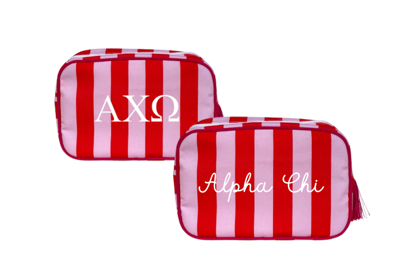 Monogrammed Striped Sorority Makeup Bag