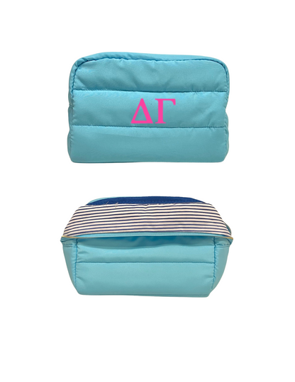 Monogrammed Puffer Style Sorority Makeup Bag