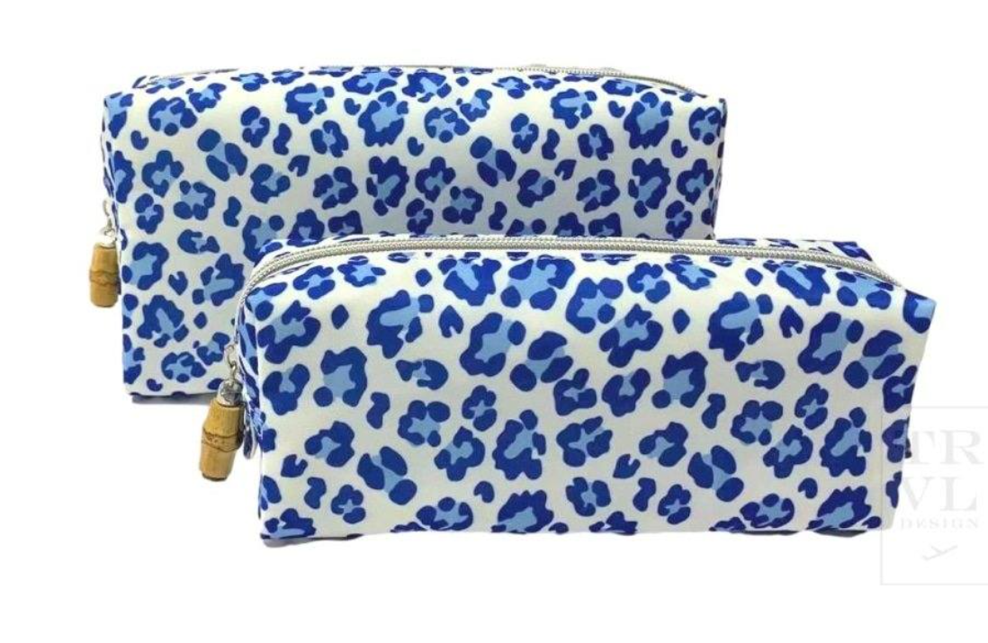 Kappa Kappa Gamma Blue Leopard Print Makeup Bag