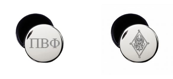 Pin Box Round with Crest or Greek Letters