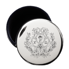 Pin Box Round with Crest or Greek Letters