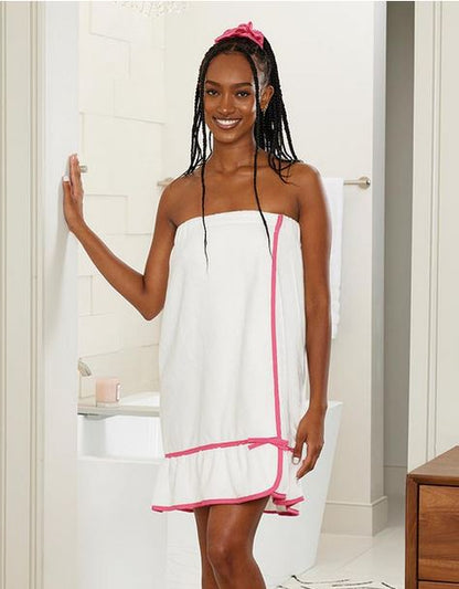 Towel Wrap Sorority Greek Letters Monogram Pink Trim