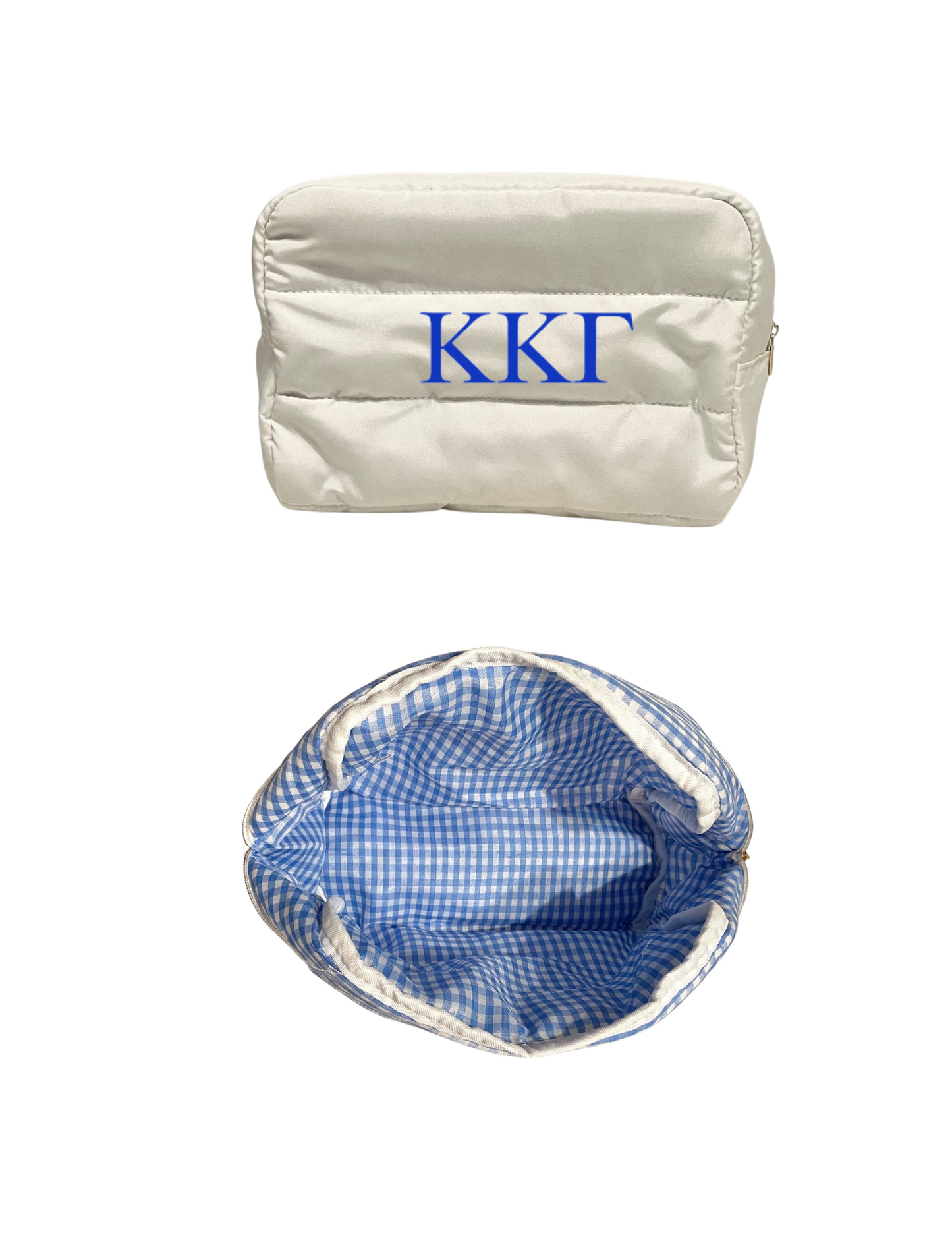 Monogrammed Puffer Style Sorority Makeup Bag