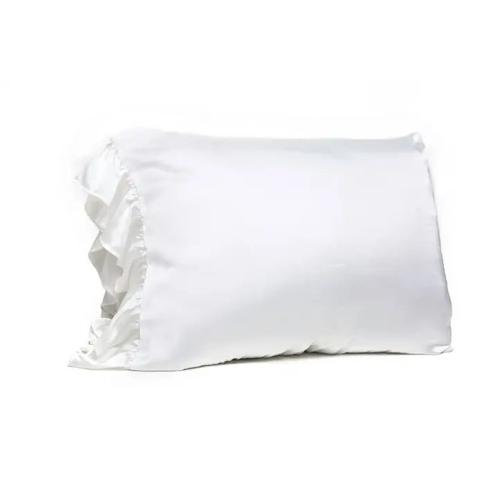 Monogrammed Ruffled Satin Pillowcase