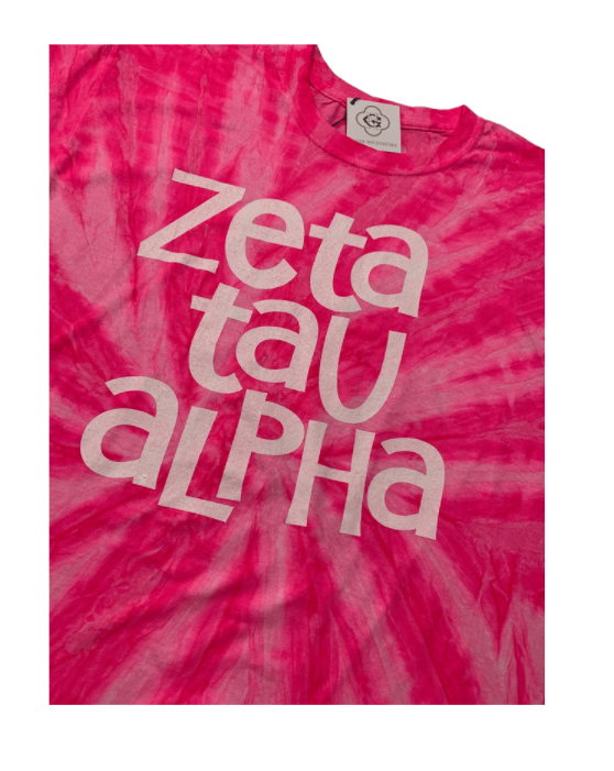 Zeta Tau Alpha Dark Pink Tie Dye T-shirt