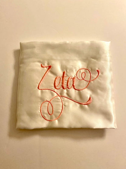 Pillowcase: Satin Plain Edge with Sorority Monogram